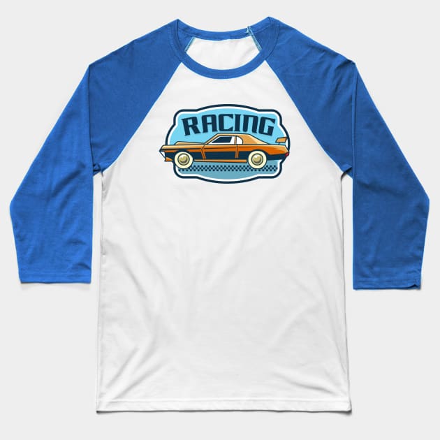 Retro Car Cartoon Badge Baseball T-Shirt by Harrisaputra